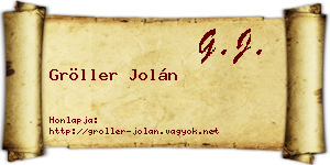 Gröller Jolán névjegykártya